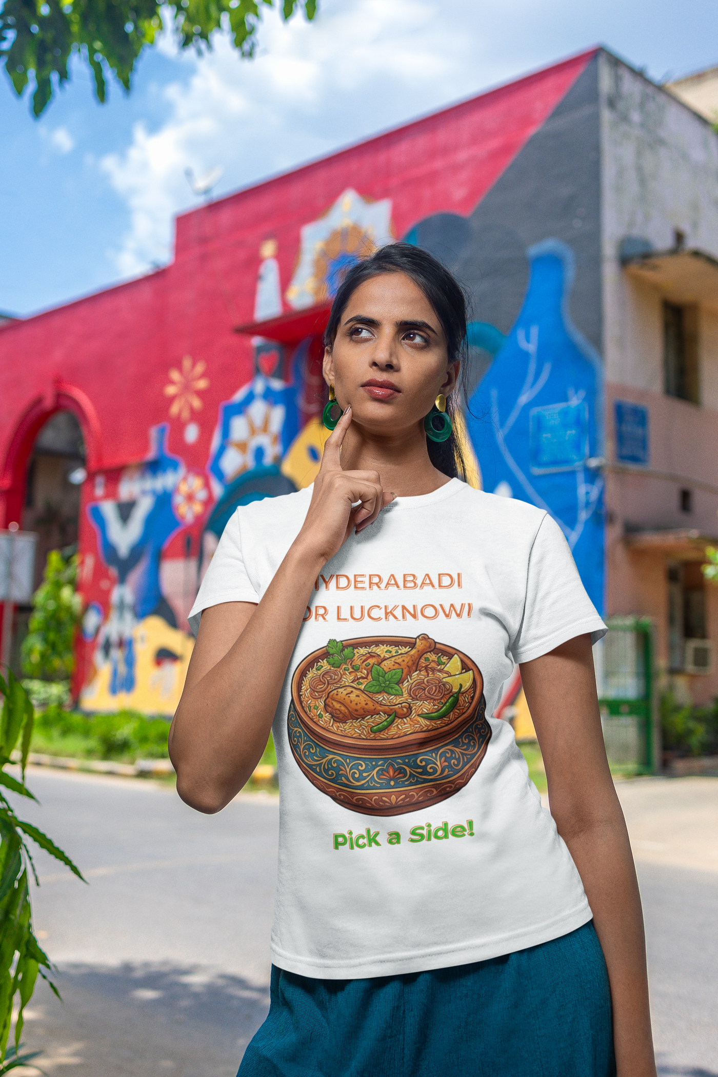 Hyderabadi or Lucknowi — The Biryani Debate Tee — Premium Heavyweight