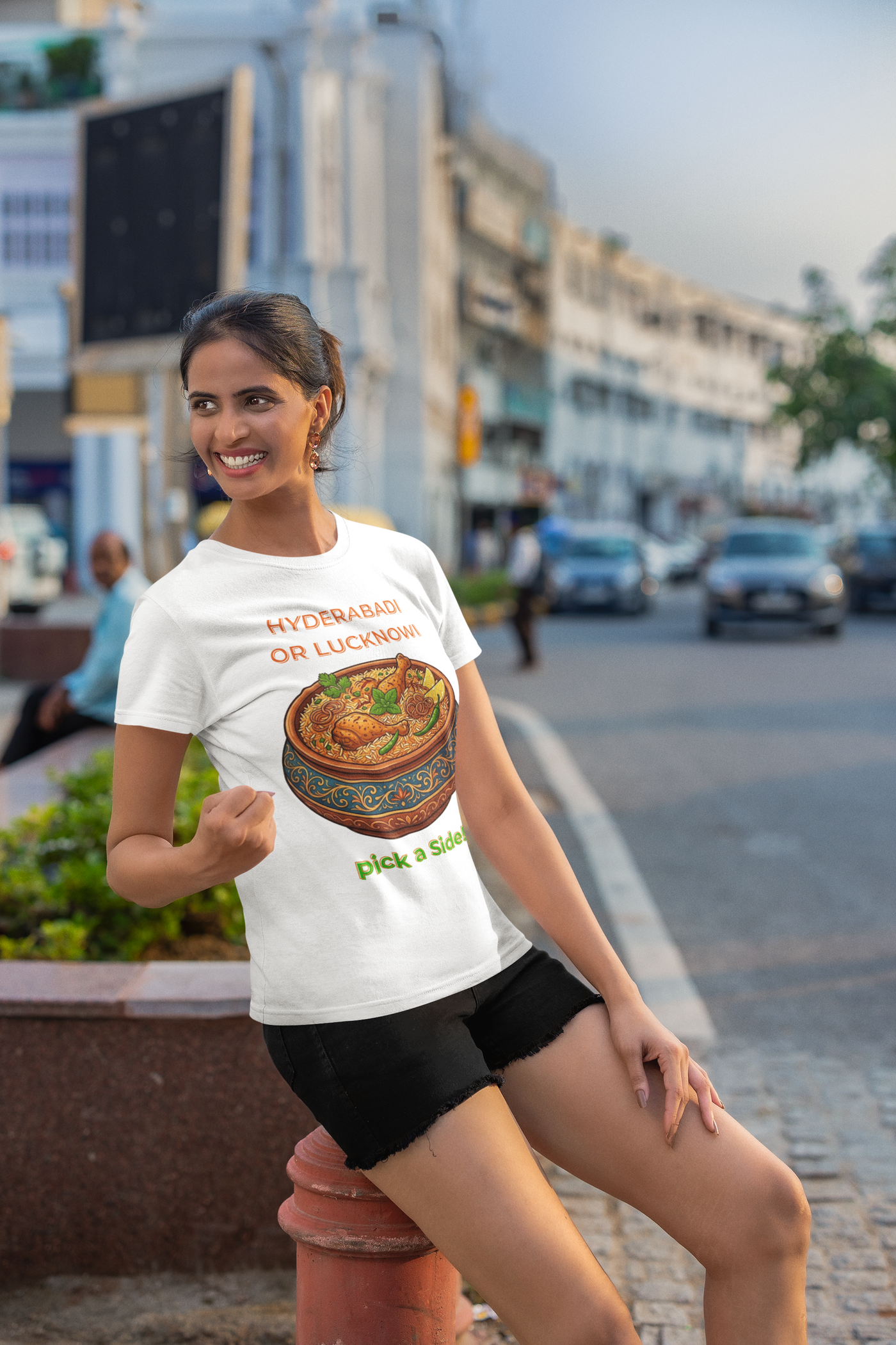 Hyderabadi or Lucknowi — The Biryani Debate Tee — Premium Heavyweight