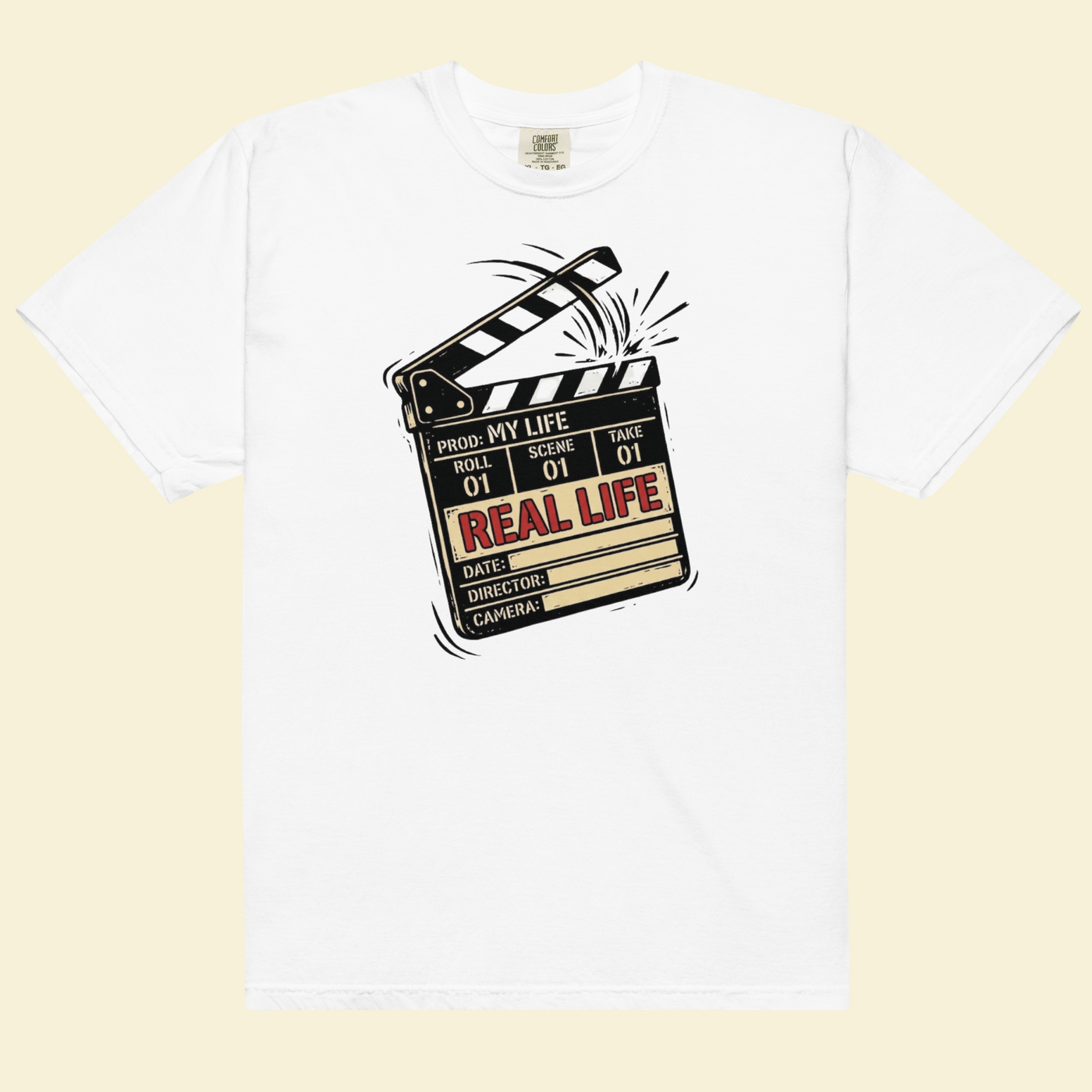 Real Life Director's Cut — Vintage Movie Slate Tee — Premium Heavyweight