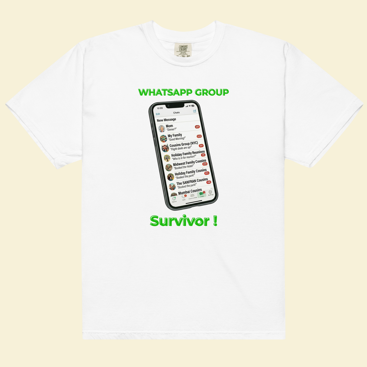 Family WhatsApp Survivor — The 2,847 Unread Tee — Premium Heavyweight